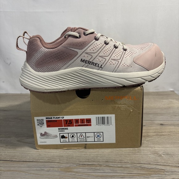 Women's Merrell Moab Flight 7.5 Pink Composite Toe Safety Shoe J005234 - Picture 4 of 10